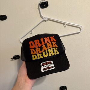 OTTO Black Trucker Hat with Orange and Yellow Text